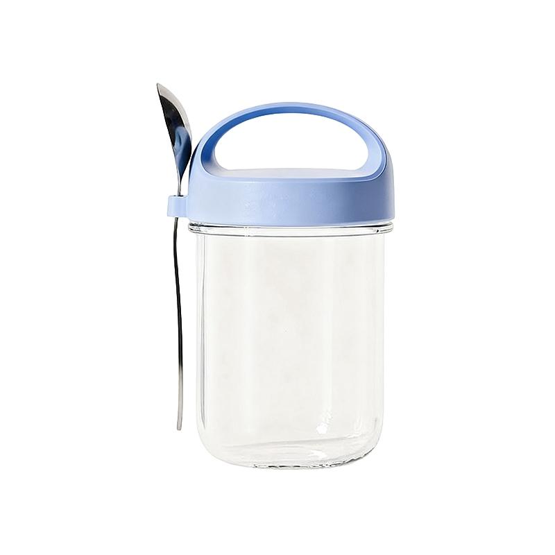 430Ml  Breakfast Cups Oatmeal Cereal Nut Yogurt Salad Cup Leakproof Glass Oats Container With Lid Spoon Food Storage Box