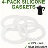 4 Pack Gasket Seal Rings for Bialetti Moka Express Dama 3/4 Cups-Food Grade Silicone Gaskets, Replacement Silicone Sealing Rings-Aluminium Stovetop