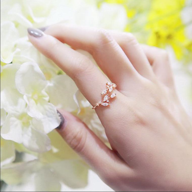 Korean Style Open Leaf Pinky Ring for Women