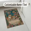 Roses Theme Soft Crystal Velvet Rug Custom Name & Text Print Non Slip Floor Rug for Bedroom Living Room