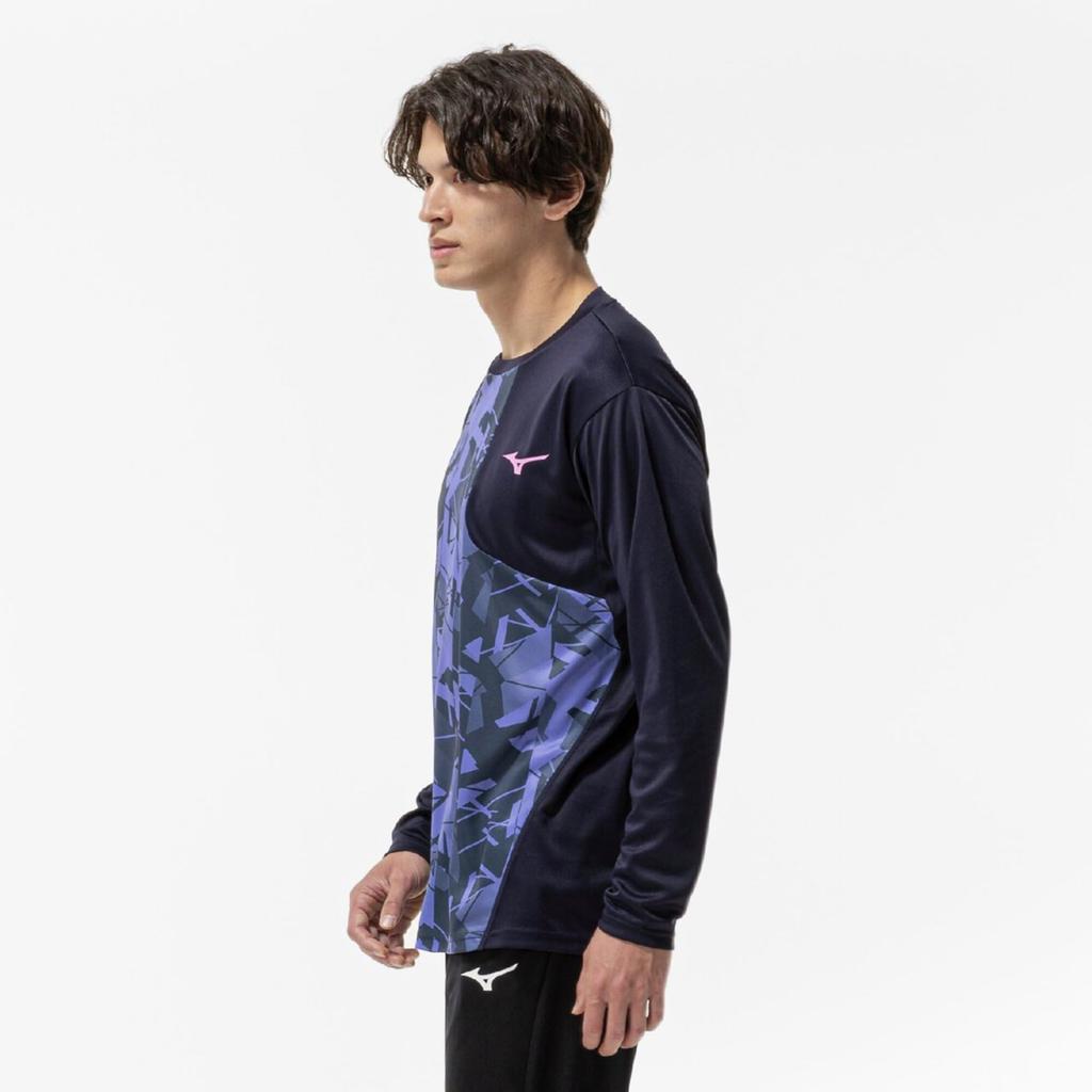 Tennis Wear Long Sleeve Practice Baritone Size 62JAC540 T-Shirt, Moisture-Wicking, Quick-Drying, Unisex, Blue, L,