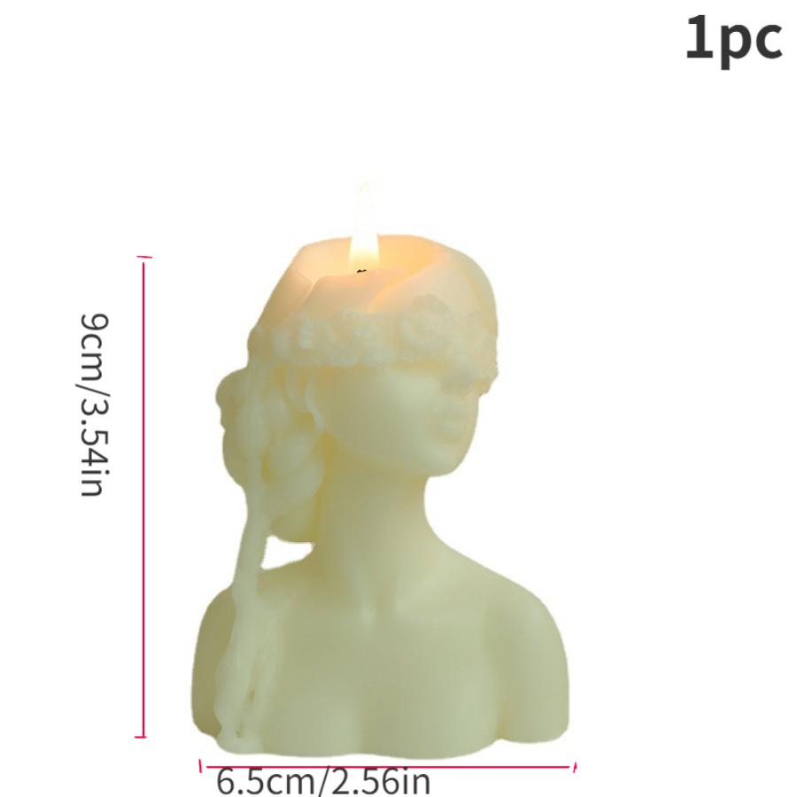 3D Candle Closed Eye Girl Cover Eyes Girl Statue Candle Ornaments Plaster Statue Aromatherapy Candle For Handmade Home Decoratio