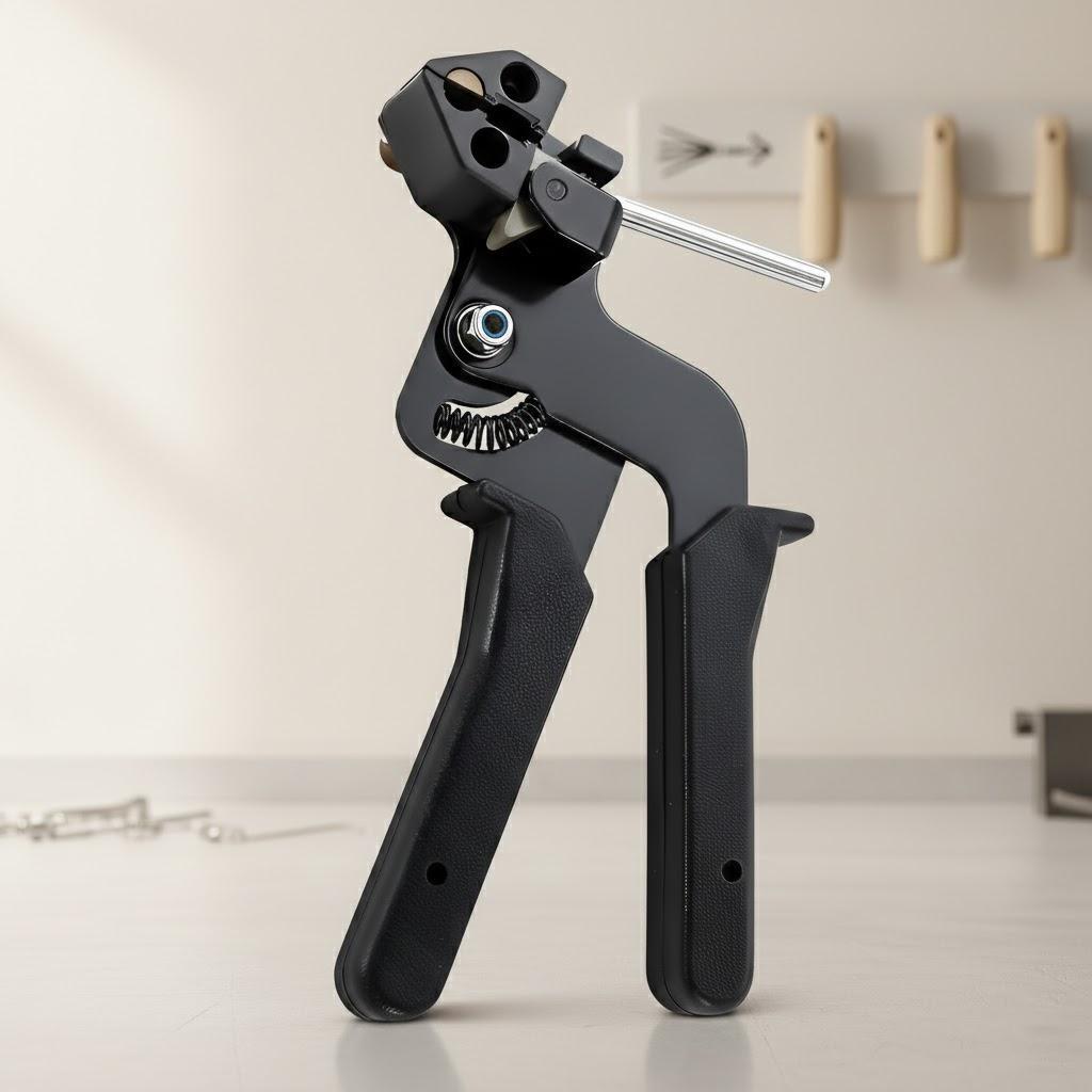 

Stainless Steel Cable Tie Tensioning Tool with Cutter Heavy Duty Zip Tie Tool for Strapping Projects чёрный