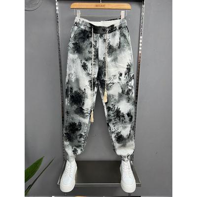 Neuer Herbst Herren Trendiger Chinesischer Stil Eis Seide Lässig Schnelltrocknend Atmungsaktiv Locker Personalisiert Haremshose Druck