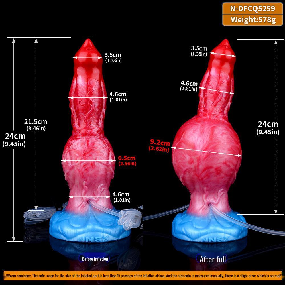Dragon Flame Inflatable Silicone Dildo with Water Spray and Dog Knot Design for Women