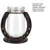 Creative Home Office Ornament Horseshoe Shaped Flower Vase, Rustic Metal Frame with Small Vase for Indoor Plants Clear Glass Jar, Western Farmhouse