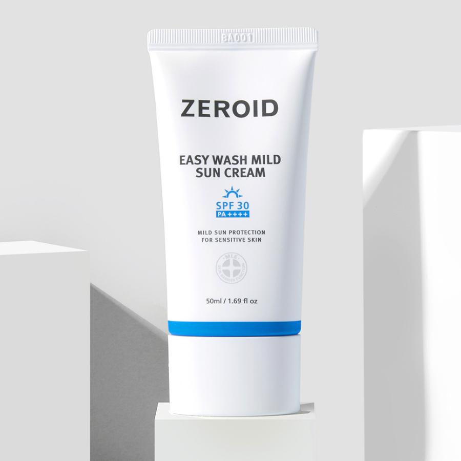 ZEROID Easywash Milde Sonnencreme 50ml , Sanfter täglicher Sonnenschutz für empfindliche Haut LSF30 PA++++