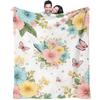 Pastoral Floral Butterfly Blanket Soft Fluffy Decorative Couch Bed Blanket AllSeason Multifunctional Throw Cover