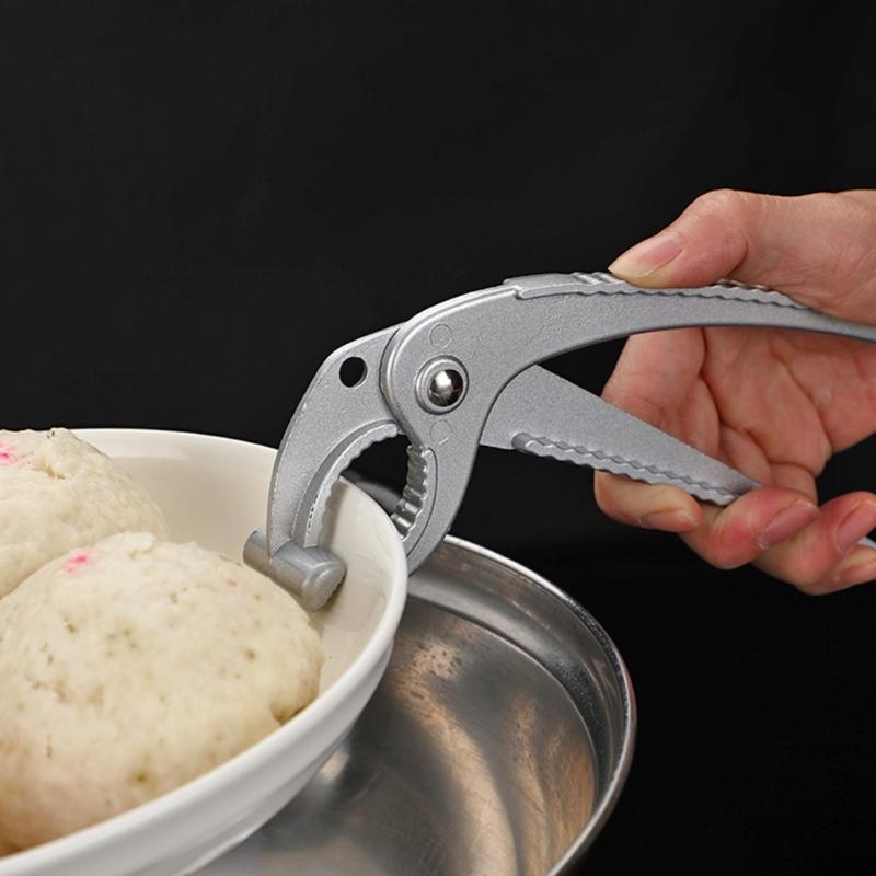 Ergonomic Handle Heat Resistant Tongs Clamp Aluminum Hot Plates Gripper Bowl Holder Clip Multipurpose Nut Cracker Tool