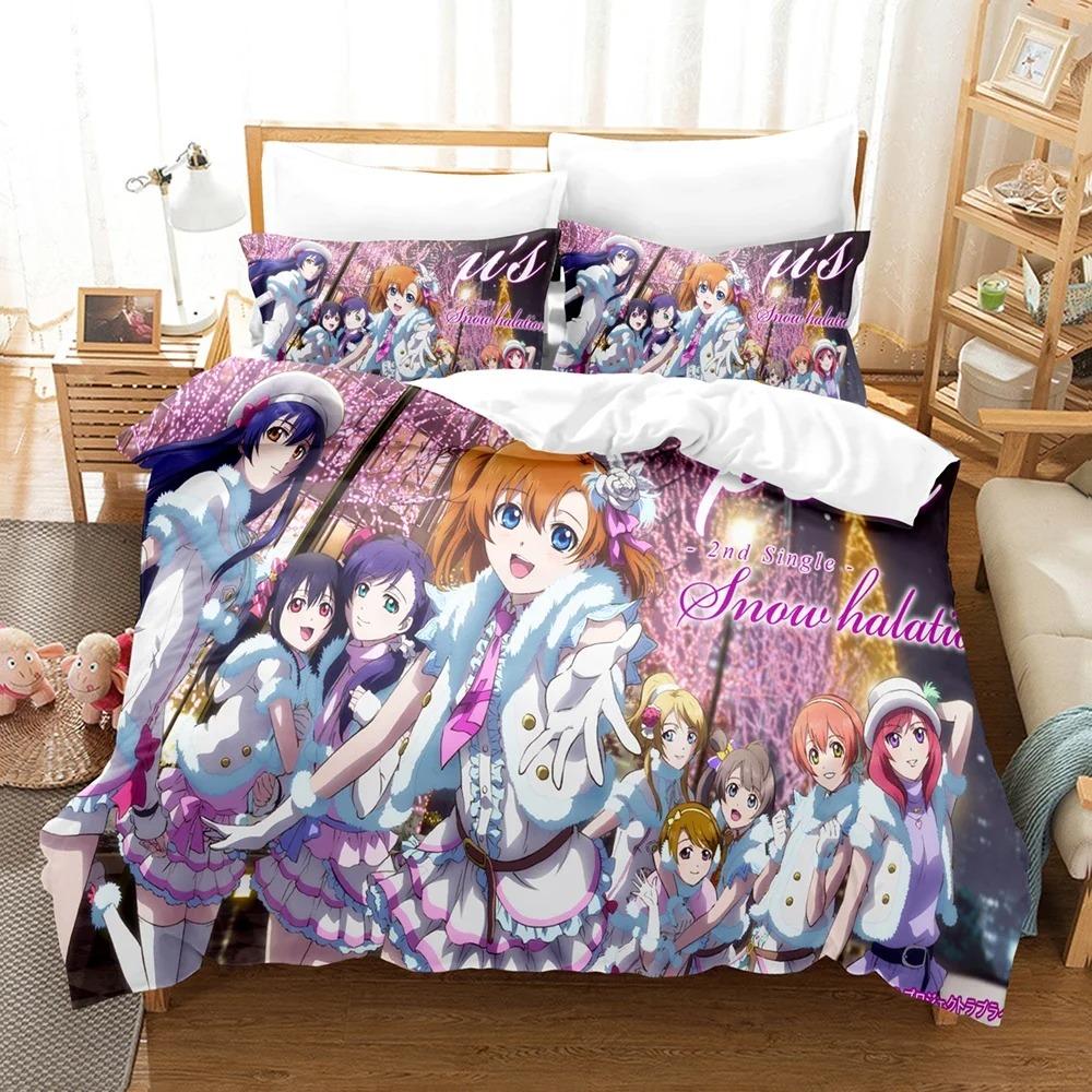 

Аниме 3D The Love Live Постельное белье Пододеяльник Комплект с наволочкой Твин Полный Queen King Постельное белье Постельное белье на заказ EU Single 135x200cm