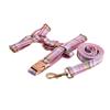 Colorful Plaid Dog Collar & Leash Set with Bowknot and Anti-Tangle Feature, Engravable