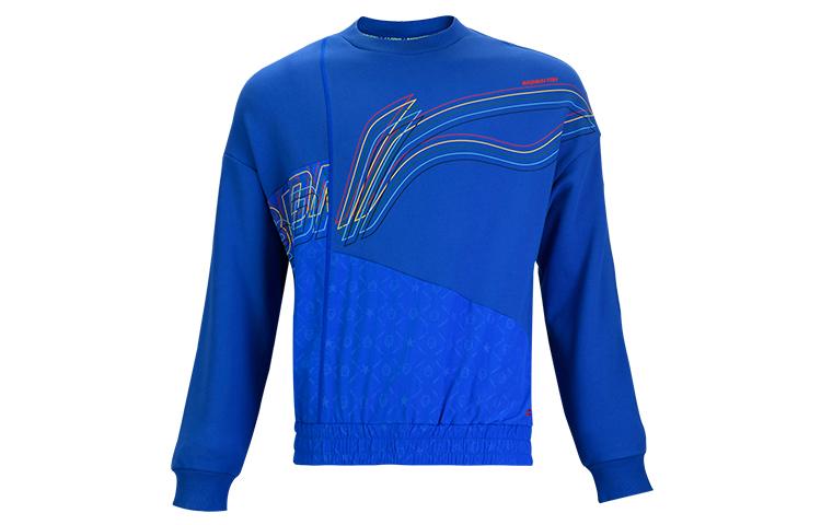 Li Ning Sweatshirts Men s Blue Crew Neck Moderate Regular AWDQ821-3 XL