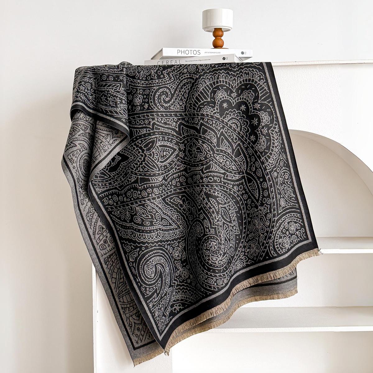 

Новая Мода Кашемировый Женский Двусторонний Шарф с Принтом Пейсли Зимний Теплый Элегантный Шаль Пашмина Женские Уличные Шарфы