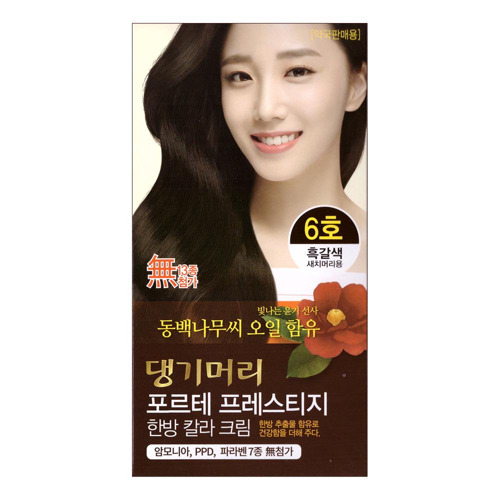 Daenggi Meori Forte Prestige Herbal Color Cream Gray Hair Dye No. 6 Dark Brown 7 pcs