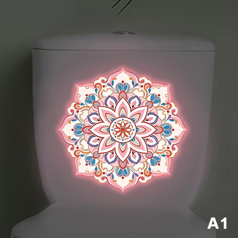 Glow-in-the-Dark Floral Toilet Sticker Toilet Lid Decoration Self-Adhesive Removable Wall Decals Luminous Car Sticker Home Decor