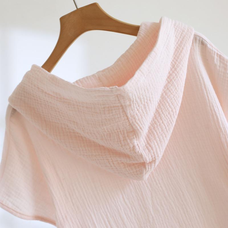 2026 New Spring/Summer Couple Short Sleeve Bathrobe 100% Cotton Women's Water Absorbing Quick Drying Sleeper Robe