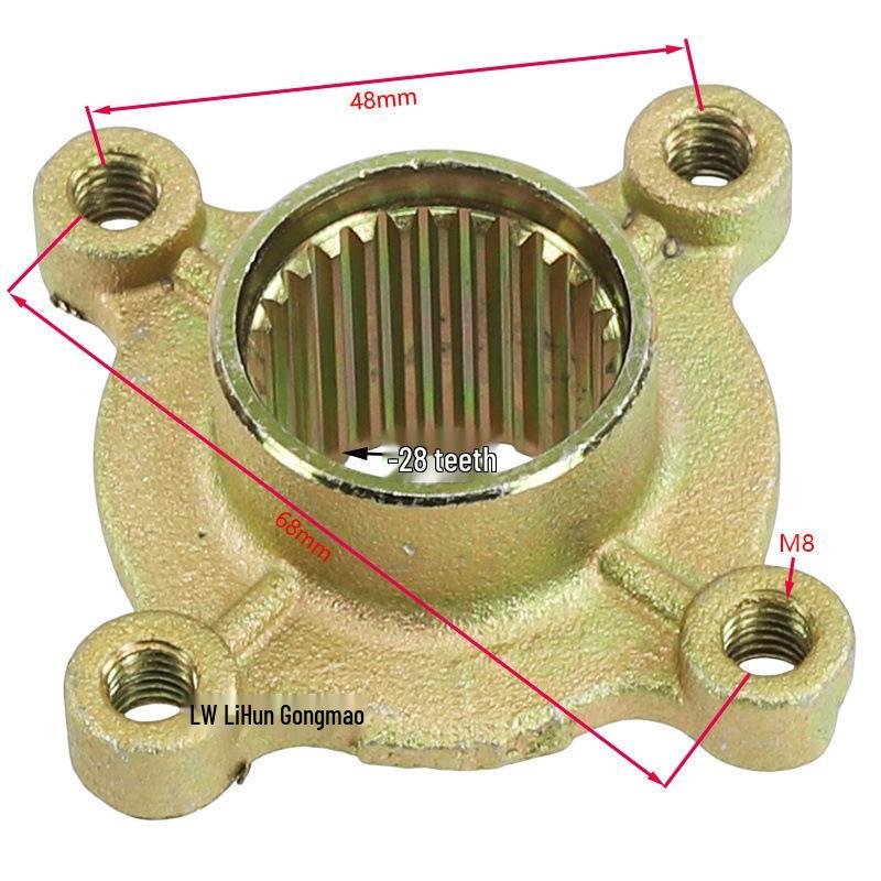 ATV GY6 Strand Go-Kart Hinterachse Kit: Enthält Achse, Ritzel, Kettenblatt, Bremsscheibe und Montagehalterung.