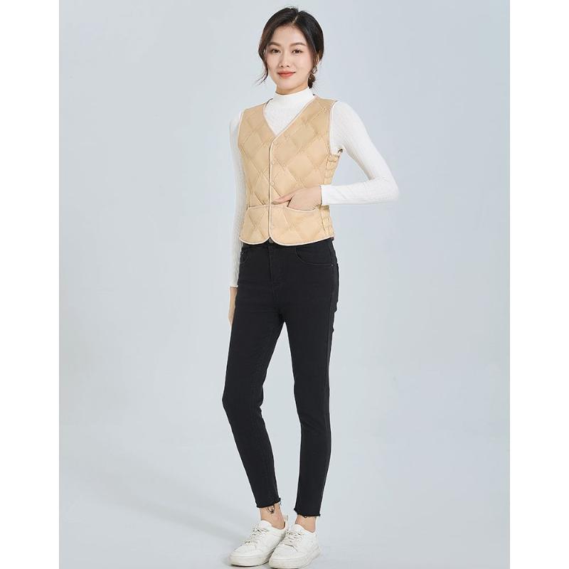 Winter Down Cotton Vest for Women Plus Velvet Thickened 2025 New Lightweight Slim Short Warm Vest