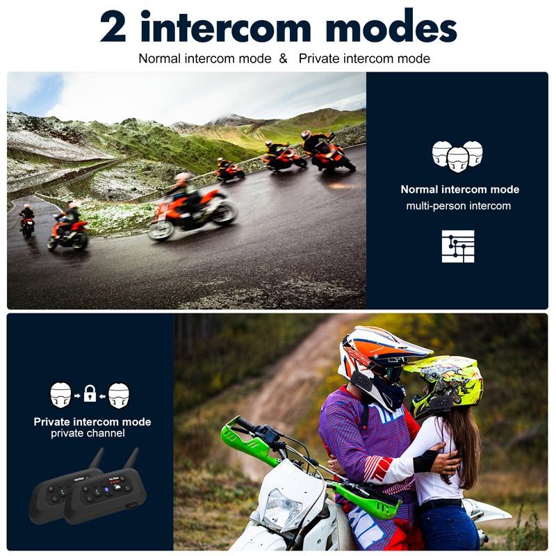 V6 Pro 1500M Motorcycle Helmet Intercom - Bluetooth 5.0, DSP Noise Cancellation, 6-Rider Group Chat, Waterproof