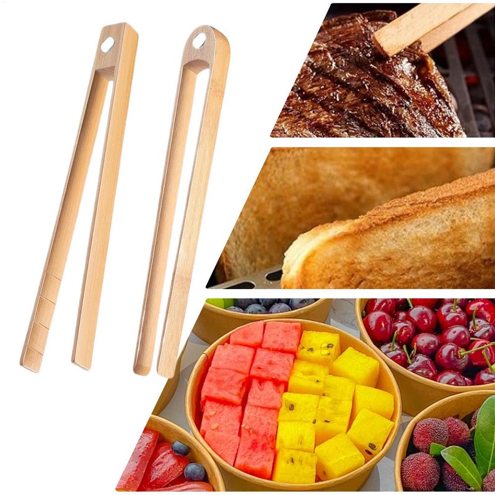 1PCS Wooden Toaster Tongs Magnetic Stand Round Head Design Reusable Easy to Clean Kitchen Tools Bread Making Utensils