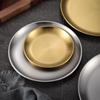 FATTBAO Korean Style Stainless Steel Round Serving Plates (5-Pack)