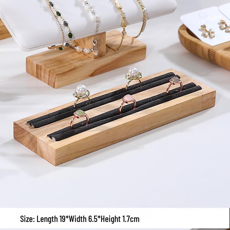 Solid Wood Minimalist Ring Display Tray with 20 Slots