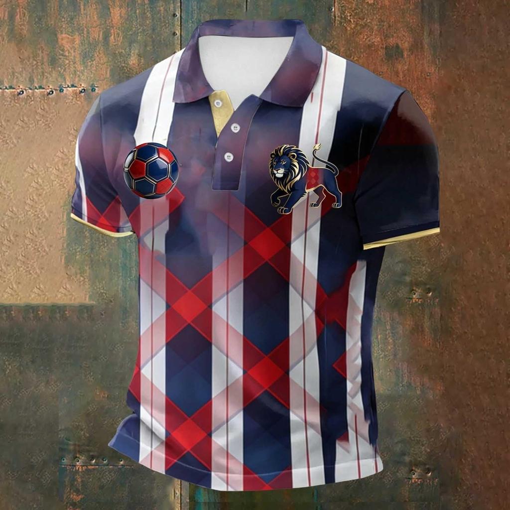 Camiseta Polo Clásica para Hombre con Estampado de Fútbol de Inglaterra Manga Corta Cuello de Botón Corte Casual Ropa de Fútbol para Aficionados