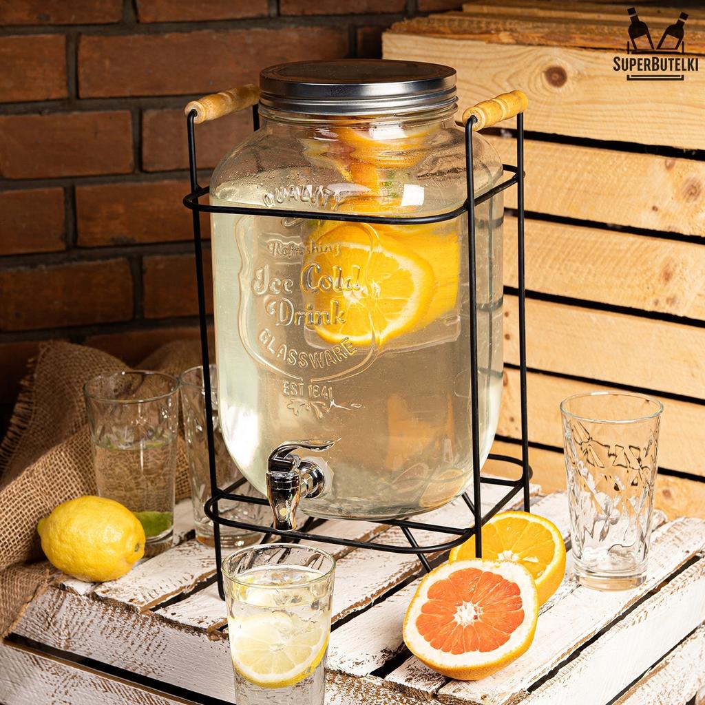 Jar with Tap 8L Glass Jar with Tap On Stand Jug + Insert