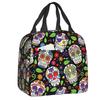 Mexican Sugar Skull Day Of The Dead Art Insulated Lunch Bags Women Resuable Thermal Cooler Food Lunch Box Outdoor Camping Travel