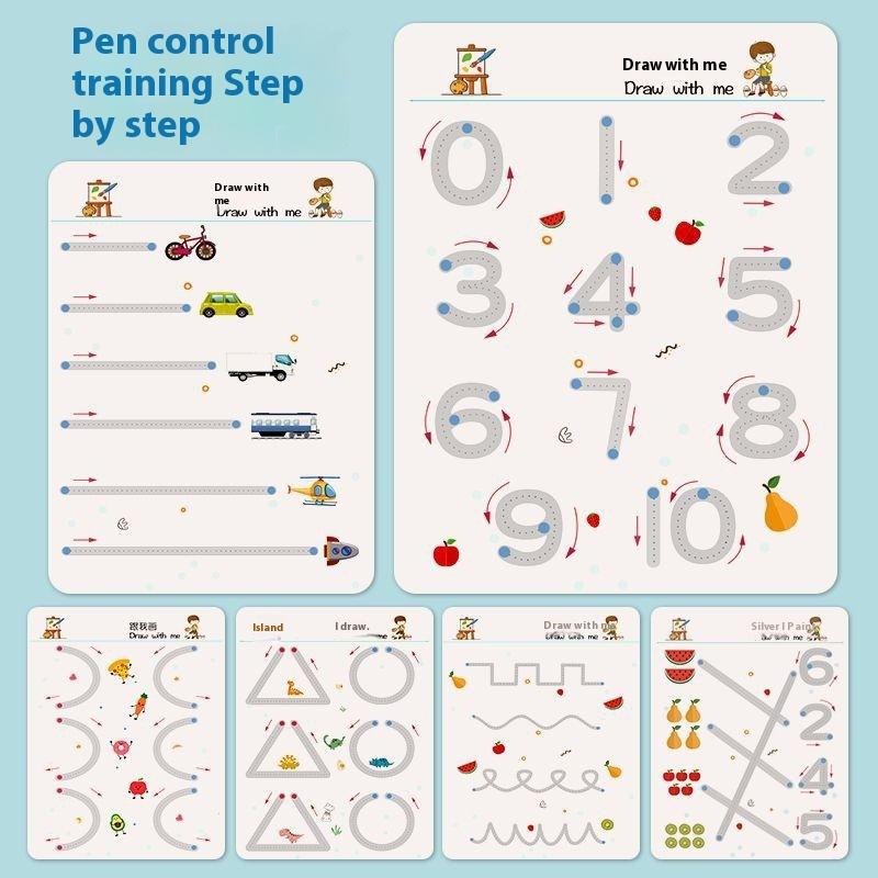 32 Pages Writing Drawing Educational Picture Books Toddler Pen Control Training Workbook Baby Magical Tracing Practice Copybook