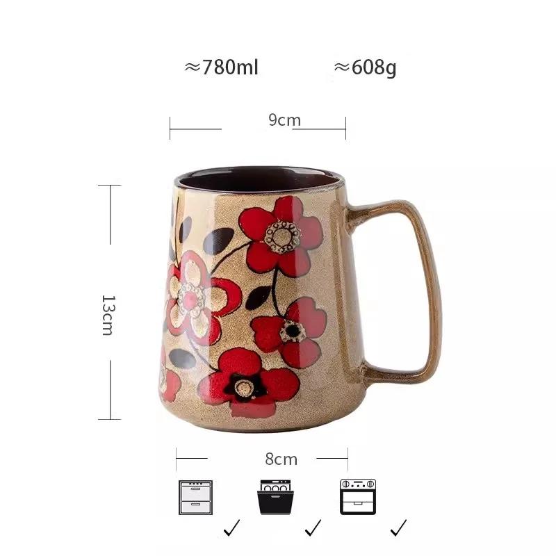 Large Capacity Hand-painted Chinese Style Mug, Ceramic Couple Water Cup, Mother s Day Gift 780ml