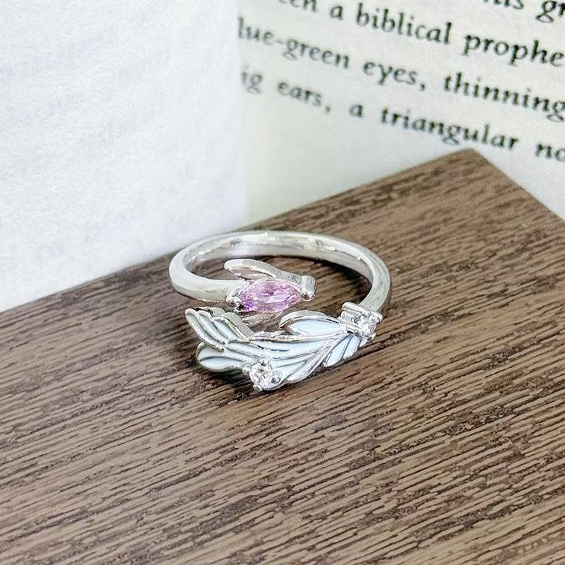 Sweet And Cool Fishtail Butterfly Enamel Dripping Oil Zir*****Pening Ring Niche Unique Super Fairy White Stacked Wearing Index Finger Ring Woman
