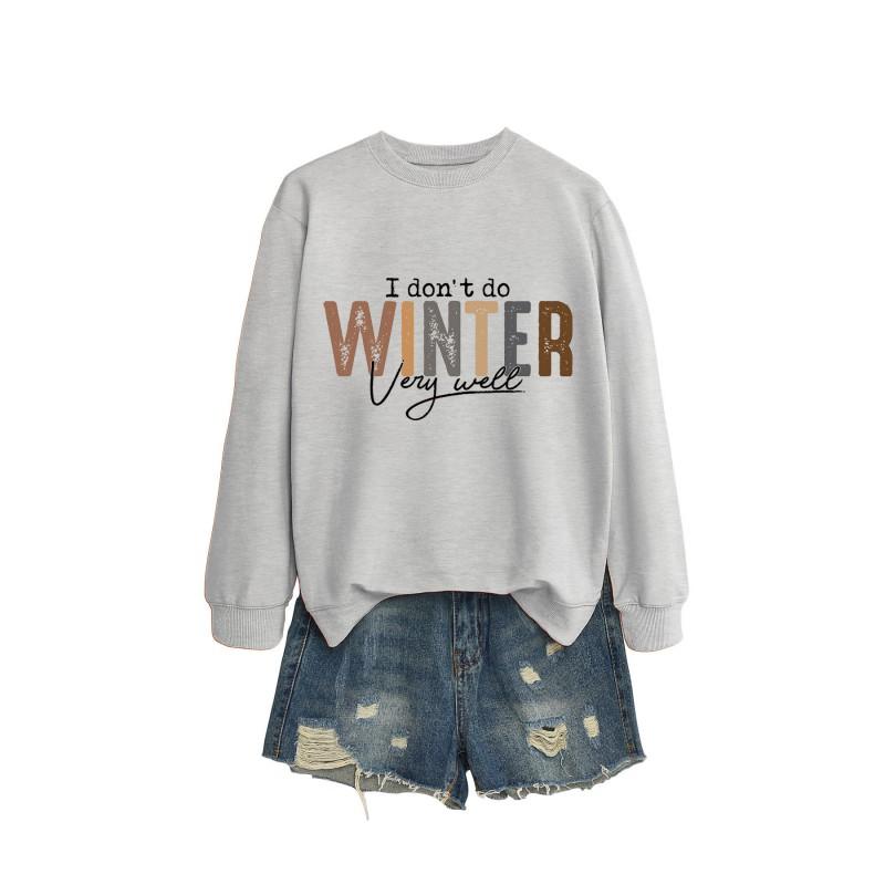 Womens Long Sleeve Round Neck Graphic Print Loose Fit Sweatshirt Casual Fashion Top