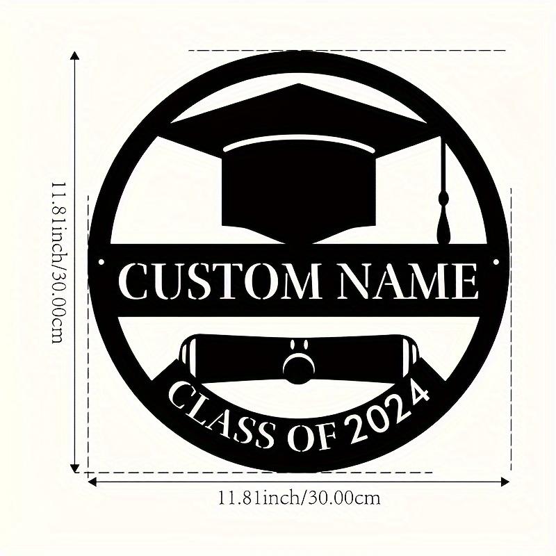 

Metal Graduation Cap Wall Decor Rustic Farmhouse Style Easy Hang Porch Patio Personalized Gift Sign