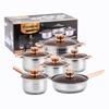 Cross 12-Piece Stainless Steel Cookware Set: Thickened Pots, Double-Bottom Frying Pan, Milk Pot, and Soup Pot