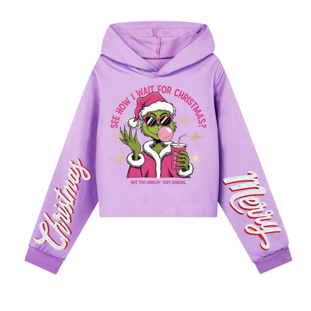 Kids' Casual Fashion Christmas Printed Long Sleeve Hooded Sweatshirt (No Drawstring)