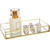7.87*5.5*1.38 Inch Decorative Tray Gold Vintage Jewelry Tray Gold-rimmed Glass Storage Tray  Office