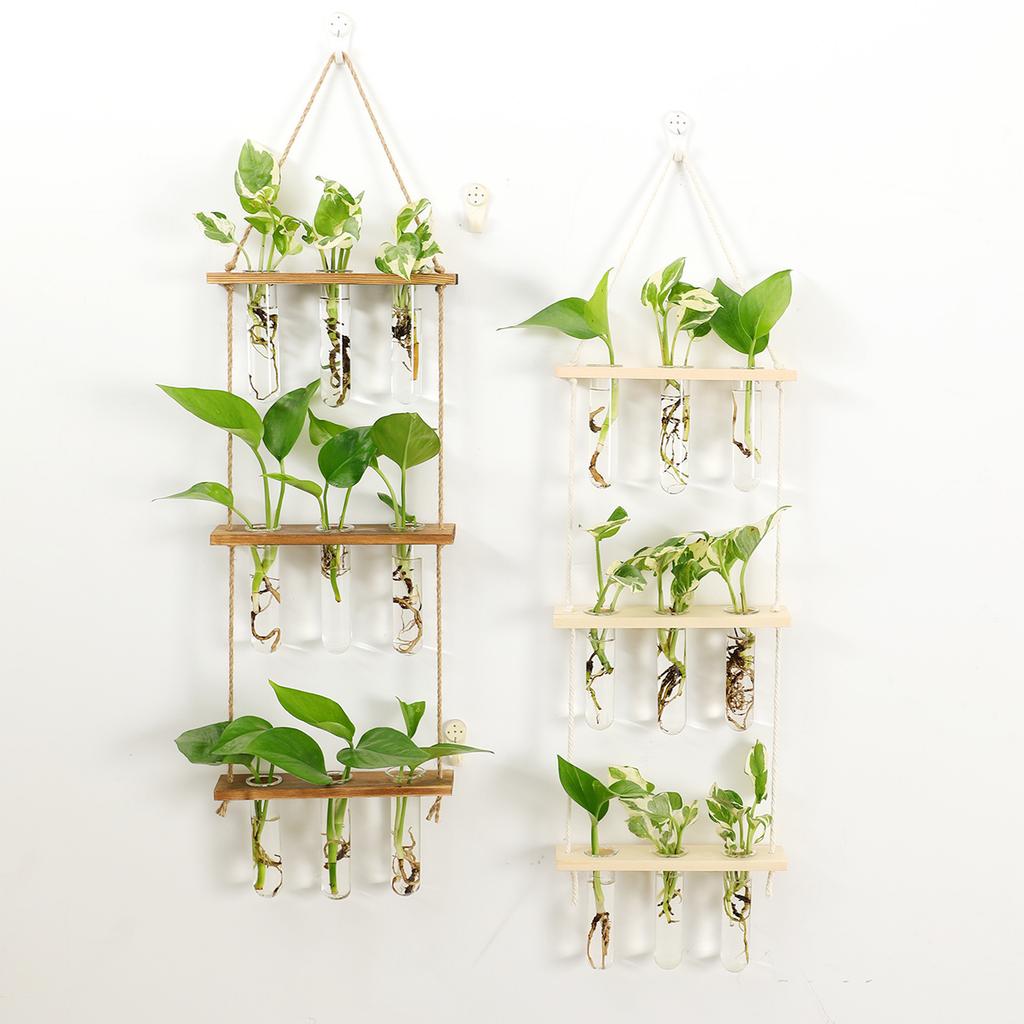 Wall Hanging Propagation Station Tiered Plant Hanger Flower Vases Wall Decor for Home Office