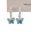 Pearl Blue & White Gradient Butterfly Stud Earrings - Elegant, High-End Design for Women