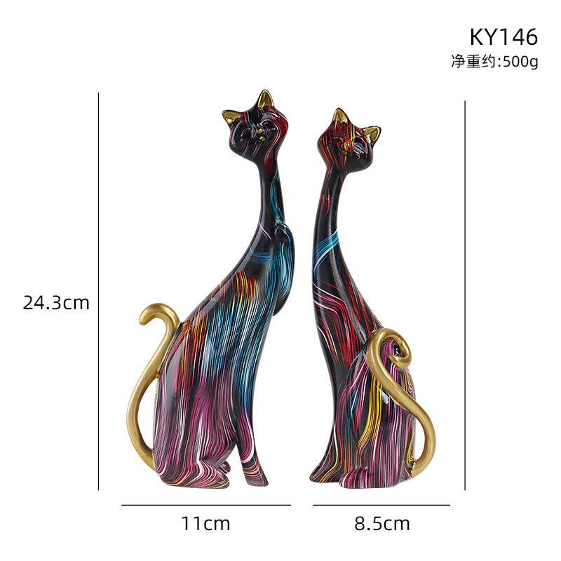 Home Decor Nordic Graffiti Art Oil Painting Cat Decoration Resin Abstract Ornament Figurines Bedroom Desktop Porch Cat Sculpture