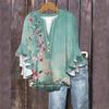 Summer Tops For Women Cute V Neck 3/4 Sleeve Blouses Floral Print Top Casual Shirts