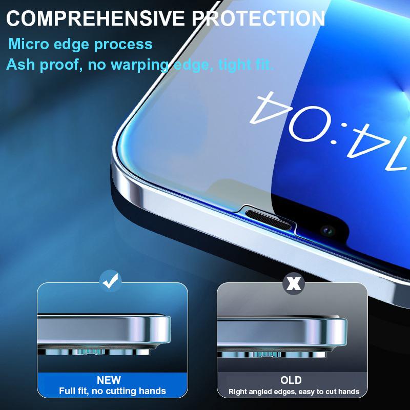 5pcs Vidro Temperado Para iPhone 17 16 15 14 13 12 11 Pro Max Protetor De Tela Para iPhone 12Mini  14 Plus 14Pro Vidro 16Pro 14Pro Vidro 16Pro Max
