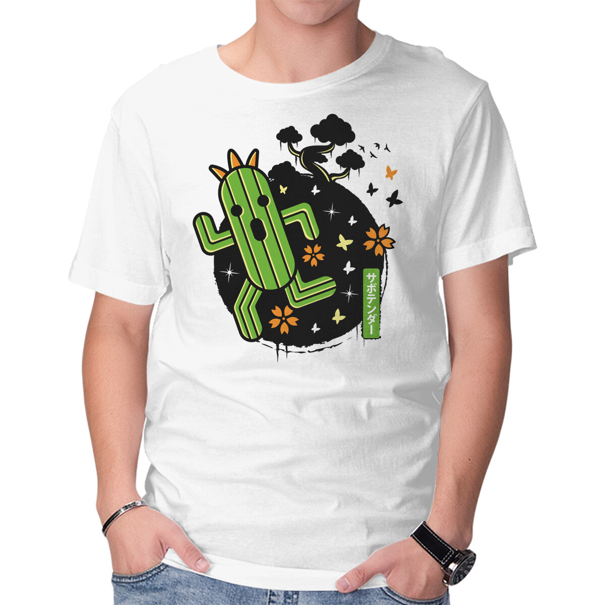 Unisex Crew Neck T-Shirt Cactilio Japanese Landscape Graphic Short Sleeve Casual Tee XL