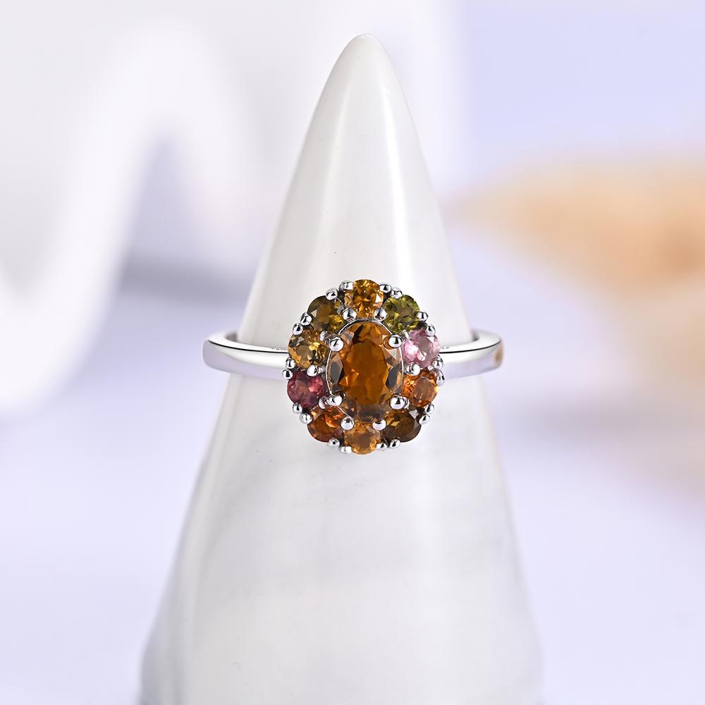 Splendido set di gioielli raffinati in argento sterling 925 con gemme di tormalina naturale colorata per feste da donna e outfit quotidiani