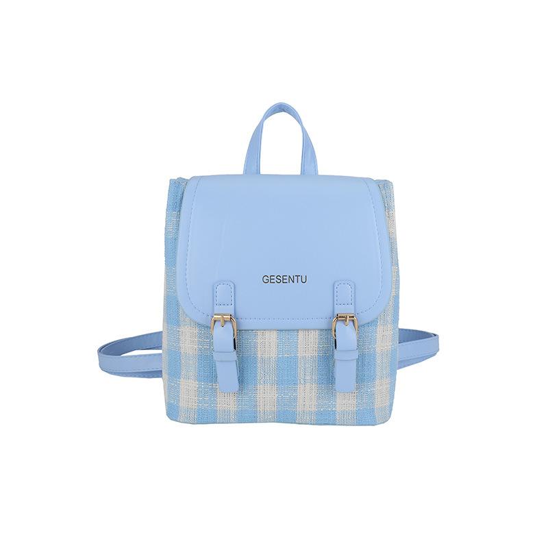 Plaid backpack fashionable versatile backpack retro high-value handbag single shoulder oblique span bag college backpack plaid