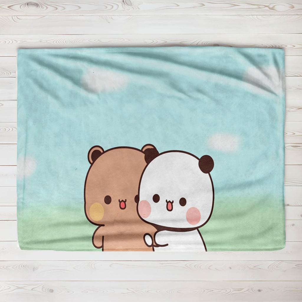 Bubu Dudu Panda Bear Flannel Throw Blanket Series Kids Blankets Sofa Decoration Bear and Pa blankets Cozy Soft Couple kids gift