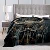 Dark Fantasy Style Viking Head Pattern Printed Blanket, Suitable for Sofa, Bed, Camping, Office, Travel Gift Blanket, All-season Multi-purpo