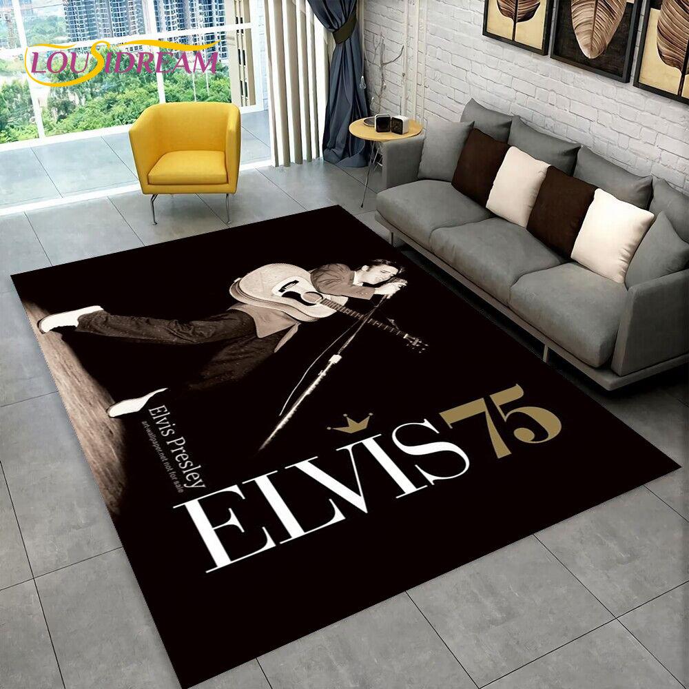 The King Elvis Presley Retro-Teppich, Teppich für Wohnzimmer, Schlafzimmer, Sofa, Fußmatte, Dekoration, Kinder spielen, rutschfeste Bodenmatte, 3D