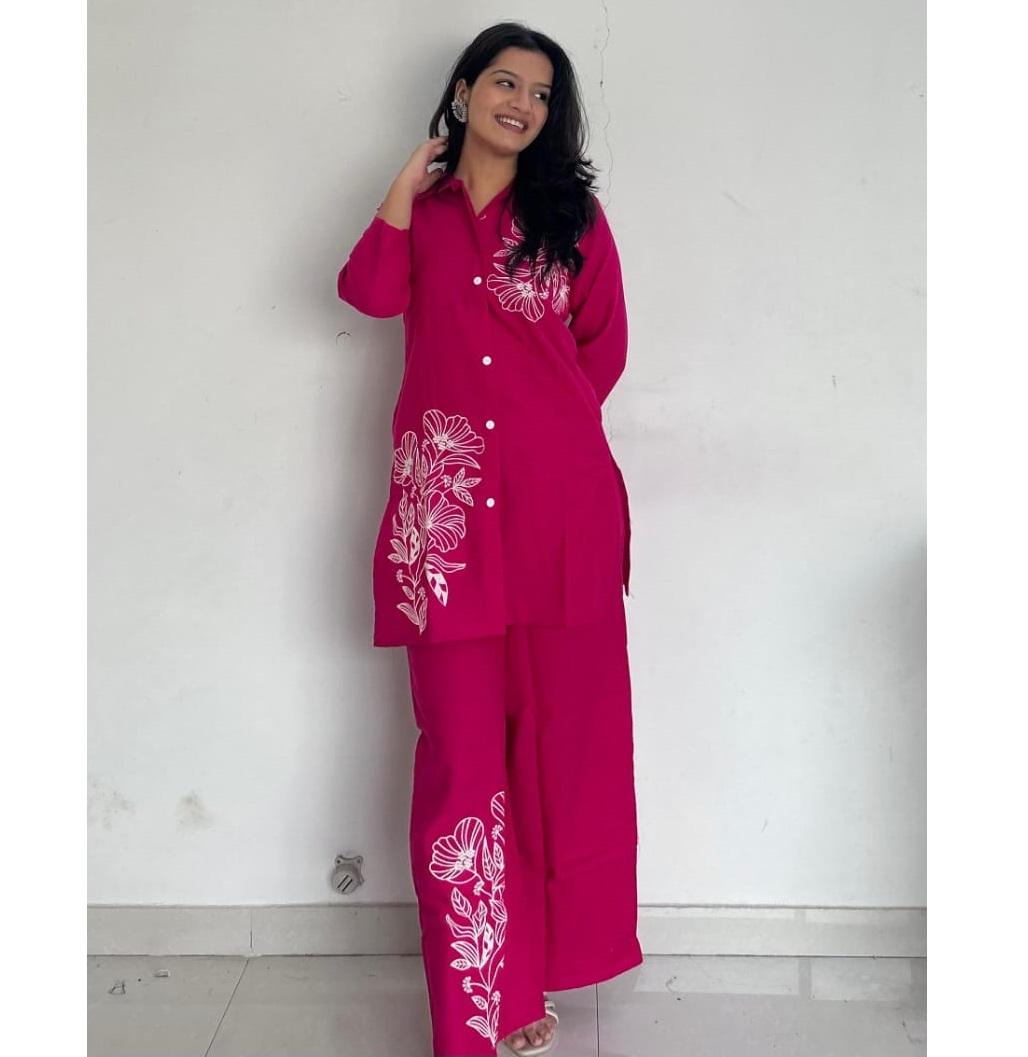 

Женский дизайнерский комплект курта и брюк, индийский болливудский топ, туника, курты, платье из чистого хлопка 2XL розовый