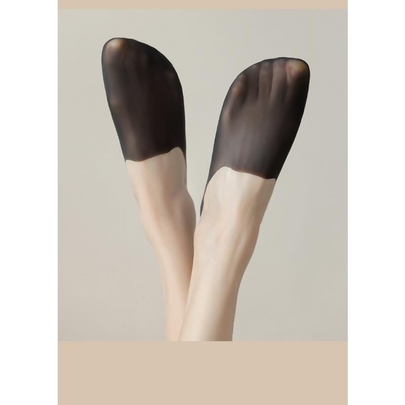 5 perechi de șosete anti-alunecare din silicon invizibil de vară. Șosete ultra-subțiri, respirabile, de culoare uni, mătase de gheață, decoltate, pentru bărci